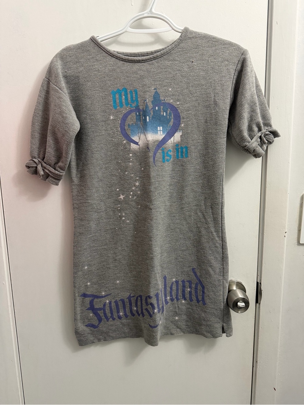 Disney Gray Heather Long Pullover with Castle, Disneyland